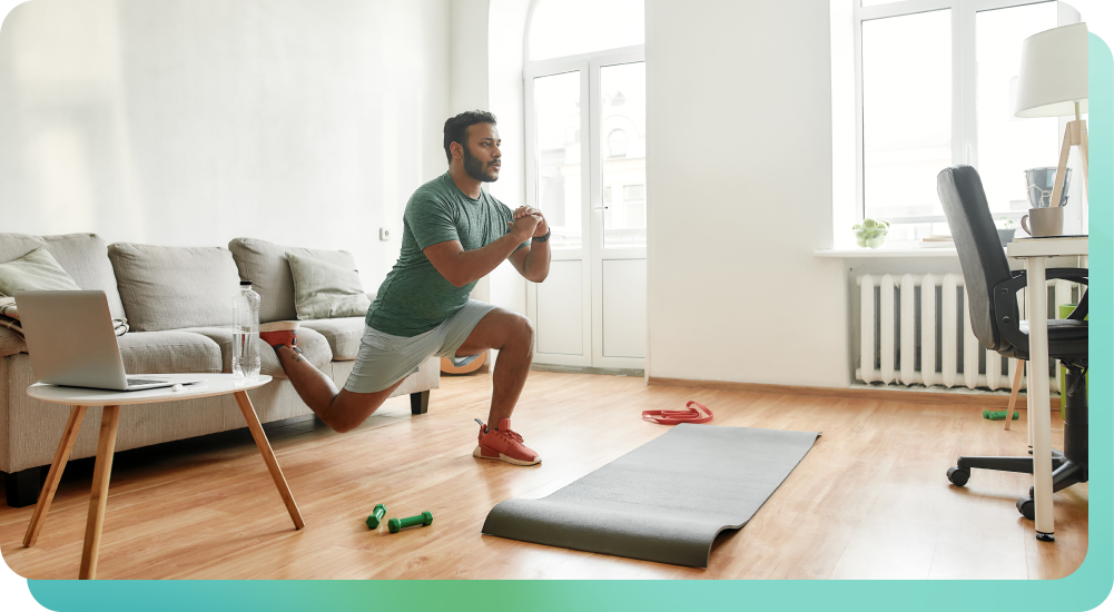 Man working out in his living room